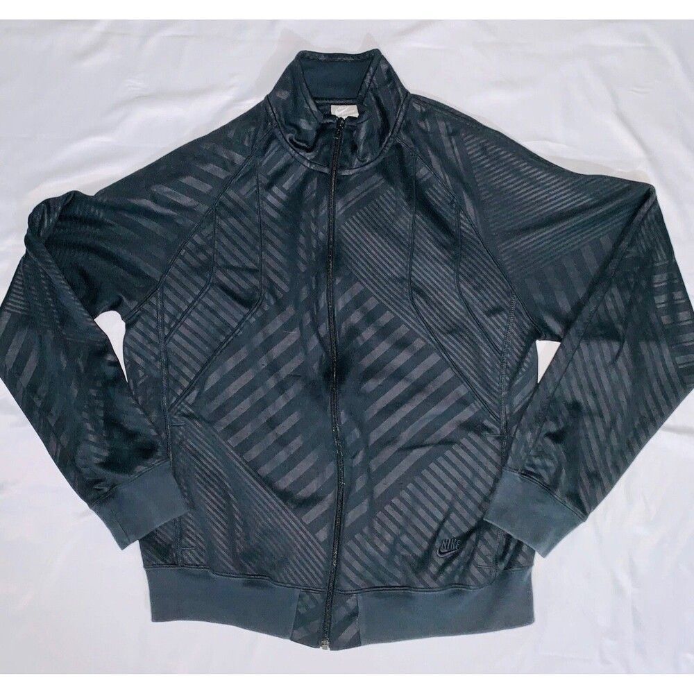 Nike Vintage Black Track Jacket Sweater Basketball Soccer Soft Geometric Large - Picture 4 of 10